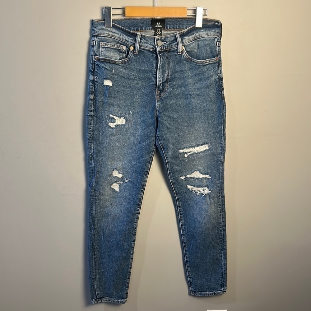H&M Skinny Fit High Rise Rigid Denim Jean Medium Blue Women's Size 30
